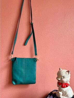 Teal Stud-Accent Crossbody Bag for Women